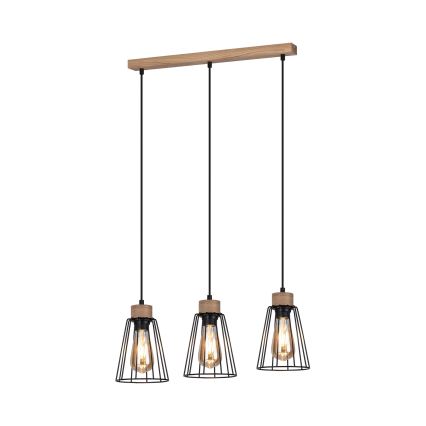 Spot-Light - Chandelier on a string ORAZIO 3xE27/60W/230V oak - FSC certified