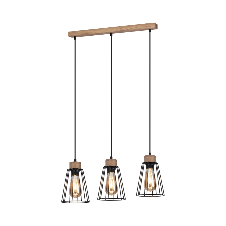 Spot-Light - Chandelier on a string ORAZIO 3xE27/60W/230V oak - FSC certified