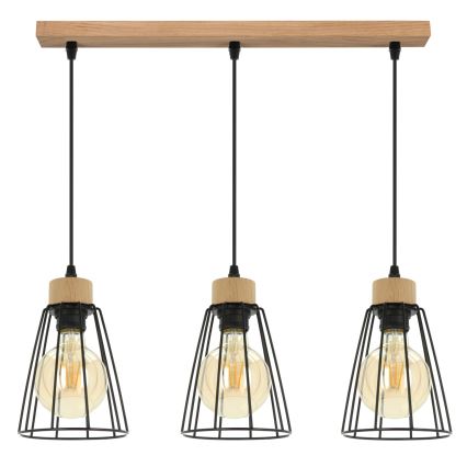Spot-Light - Chandelier on a string ORAZIO 3xE27/60W/230V oak - FSC certified
