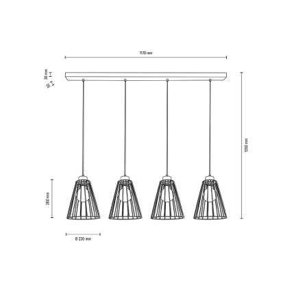 Chandelier on a string ORAZIO 4xE27/60W/230V oak - FSC certified
