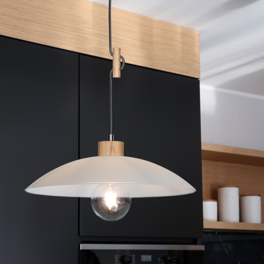 Chandelier on a string JONA 1xE27/60W/230V oak - FSC certified