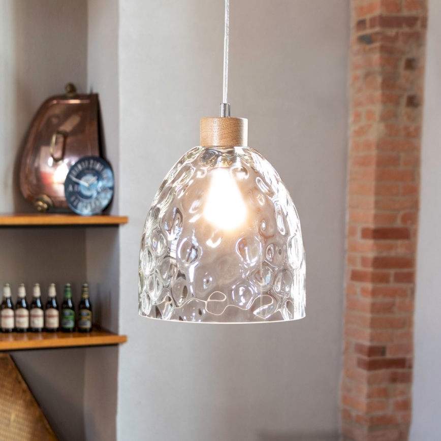 Chandelier on a string ALESSANDRO 1xE27/60W/230V oak - FSC certified