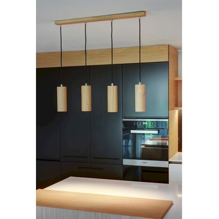 LED Chandelier on a string PIPE 4xGU10/5W/230V matte oak - FSC certified