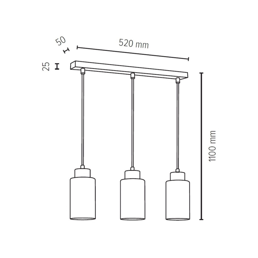 Chandelier on a string BOSCO 3xE27/60W/230V birch - FSC certified