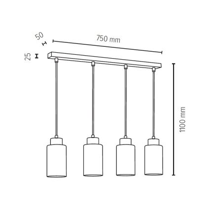 Chandelier on a string BOSCO 4xE27/60W/230V oak - FSC certified