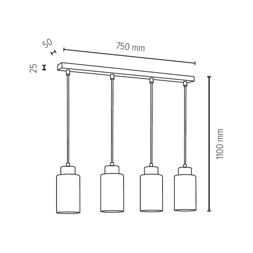 Chandelier on a string BOSCO 4xE27/60W/230V oak - FSC certified