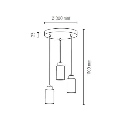 Chandelier on a string BOSCO 3xE27/60W/230V oak - FSC certified