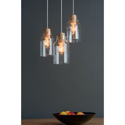 Chandelier on a string ALESSANDRO 1xE27/60W/230V oak - FSC certified