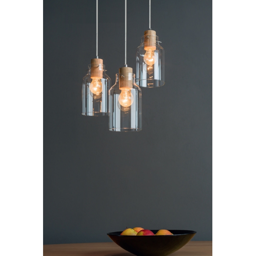 Chandelier on a string ALESSANDRO 1xE27/60W/230V oak - FSC certified