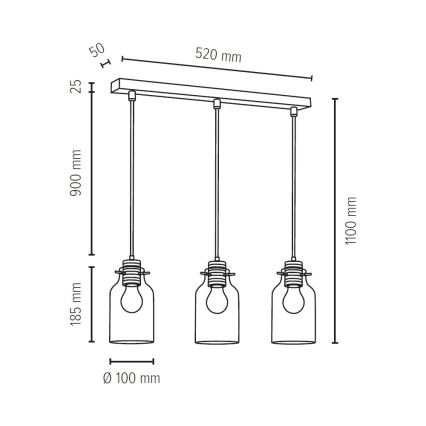 Chandelier on a string ALESSANDRO 3xE27/60W/230V oak - FSC certified