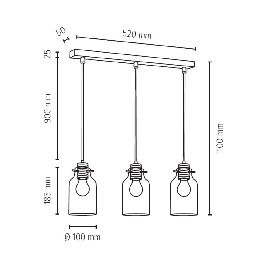 Chandelier on a string ALESSANDRO 3xE27/60W/230V oak - FSC certified