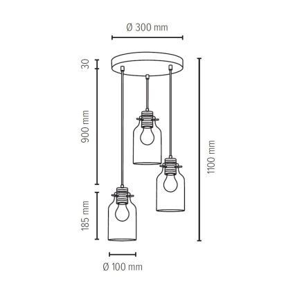 Chandelier on a string ALESSANDRO 3xE27/60W/230V beech - FSC certified