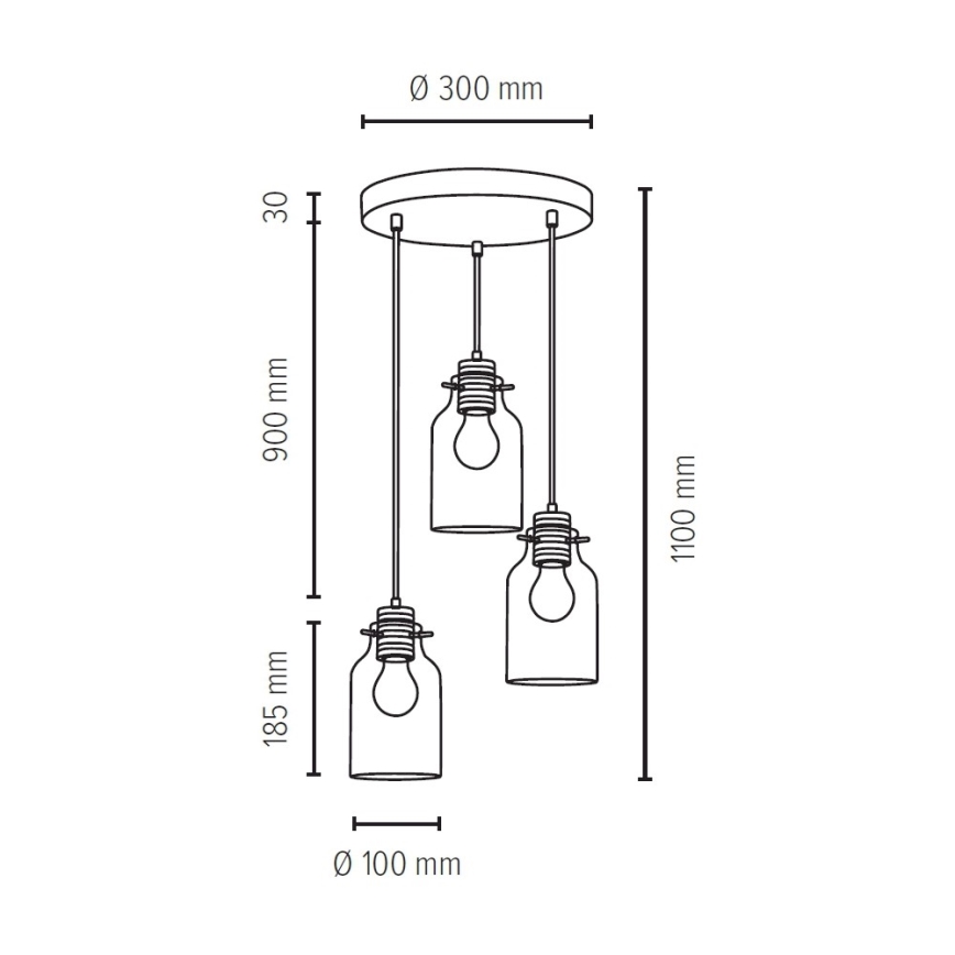 Chandelier on a string ALESSANDRO 3xE27/60W/230V beech - FSC certified