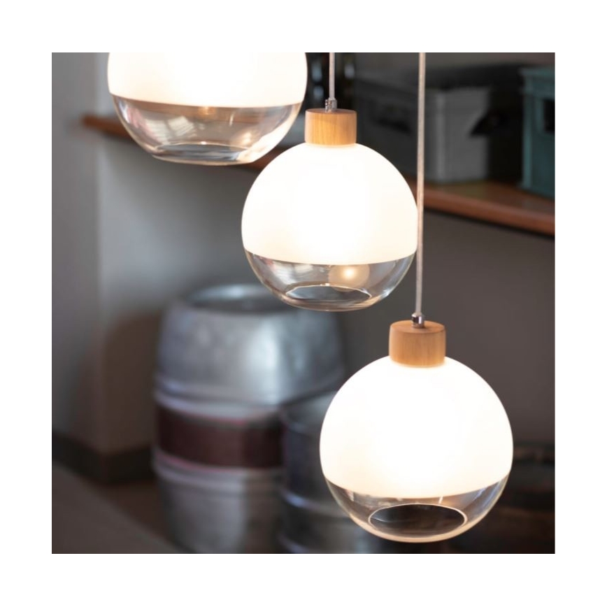 Chandelier on a string ALESSANDRO 1xE27/60W/230V oak - FSC certified