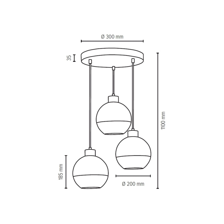 Chandelier on a string LINEA 3xE27/60W/230V oak - FSC certified