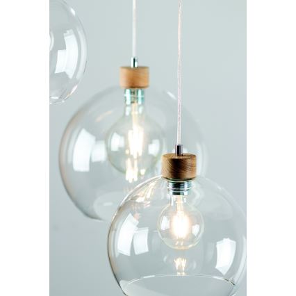 Chandelier on a string LAGUNA 1xE27/60W/230V oak - FSC certified