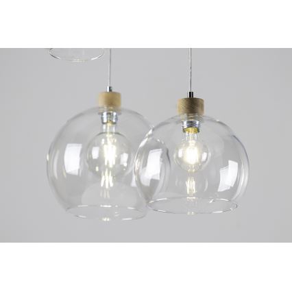Chandelier on a string LAGUNA 1xE27/60W/230V oak - FSC certified