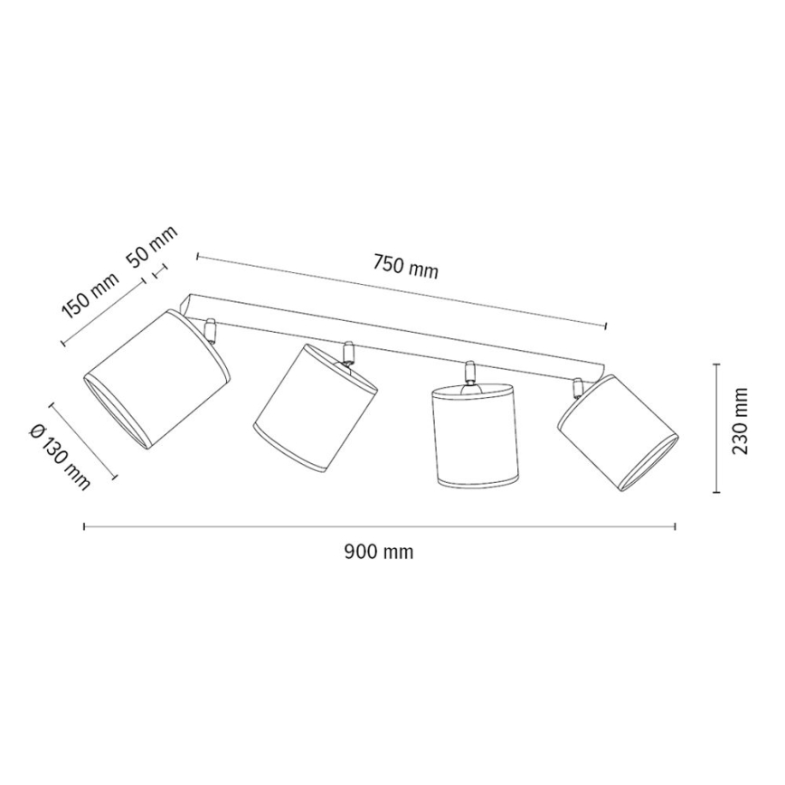 BENITA spotlight 4xE27/25W/230V, brown/oak