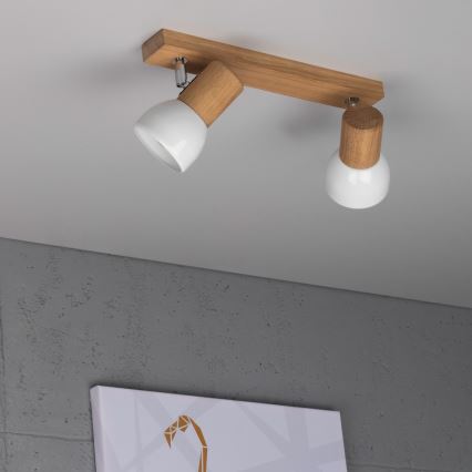 Spotlight SVENDA 2xE27/60W/230V oak - FSC certified