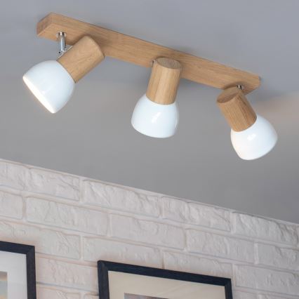 Spotlight SVENDA 3xE27/60W/230V oak - FSC certified