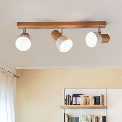 Spotlight SVENDA 3xE27/60W/230V oak - FSC certified