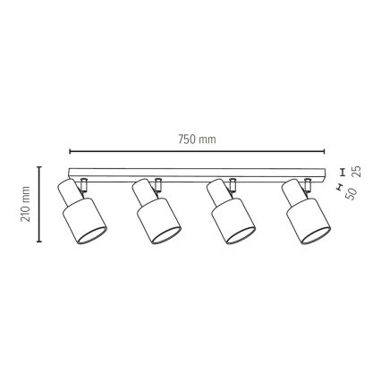 Spotlight TREEHOUSE 4xE27/25W/230V oak - FSC certified