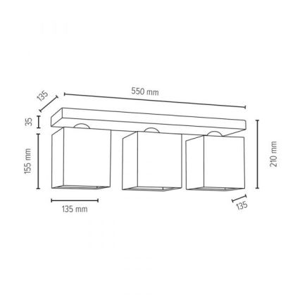 Ceiling light GREAT 3xE27/25W/230V concrete