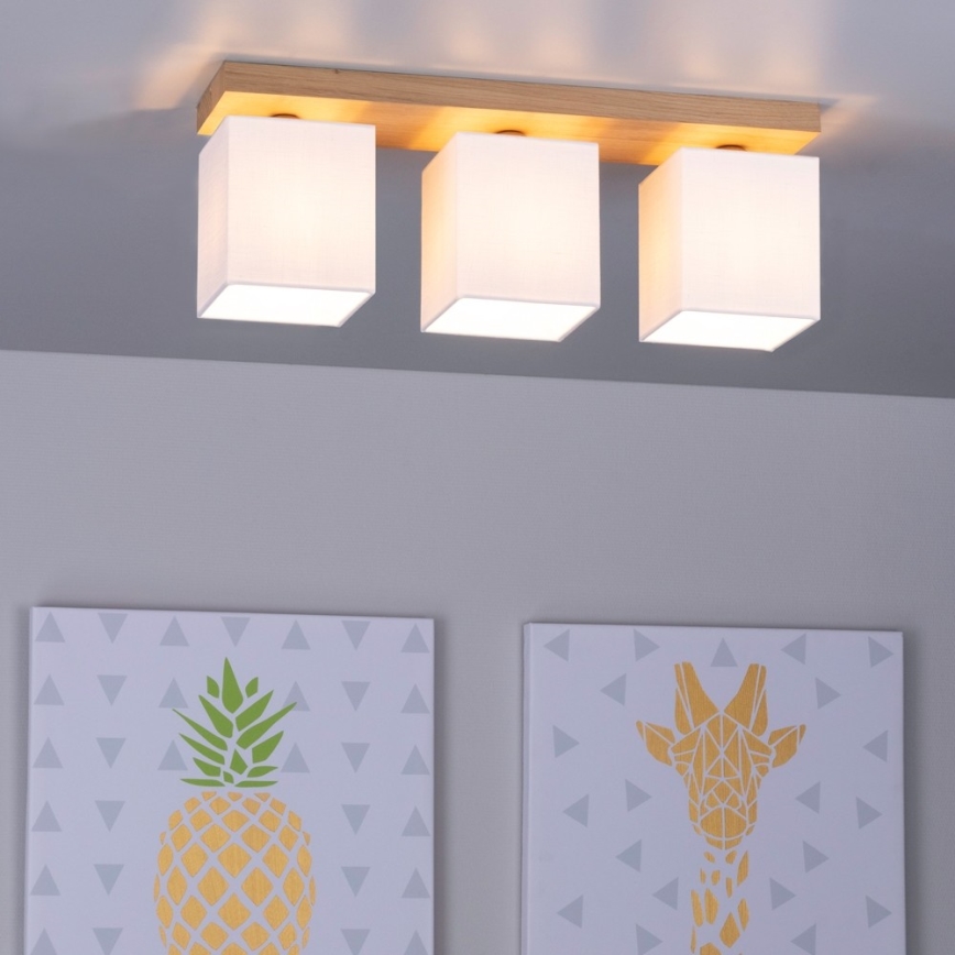 Ceiling light INGER 3xE27/25W/230V oak - FSC certified