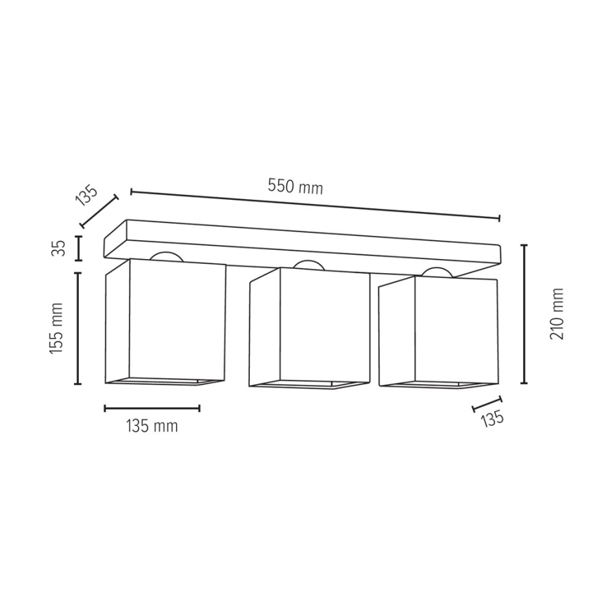 Ceiling light INGER 3xE27/25W/230V oak - FSC certified