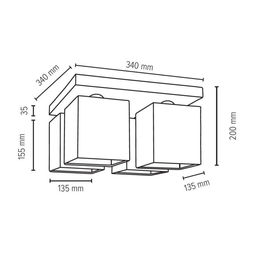 Ceiling light INGER 4xE27/25W/230V oak