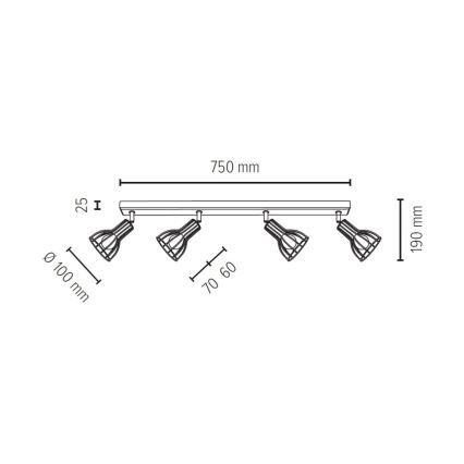 Spotlight MEGAN 4xE14/40W/230V oak - FSC certified