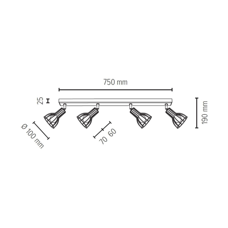 Spotlight MEGAN 4xE14/40W/230V oak - FSC certified