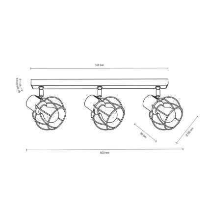 Ceiling spotlight PHIPHI 3xE27/60W/230V oak - FSC certified