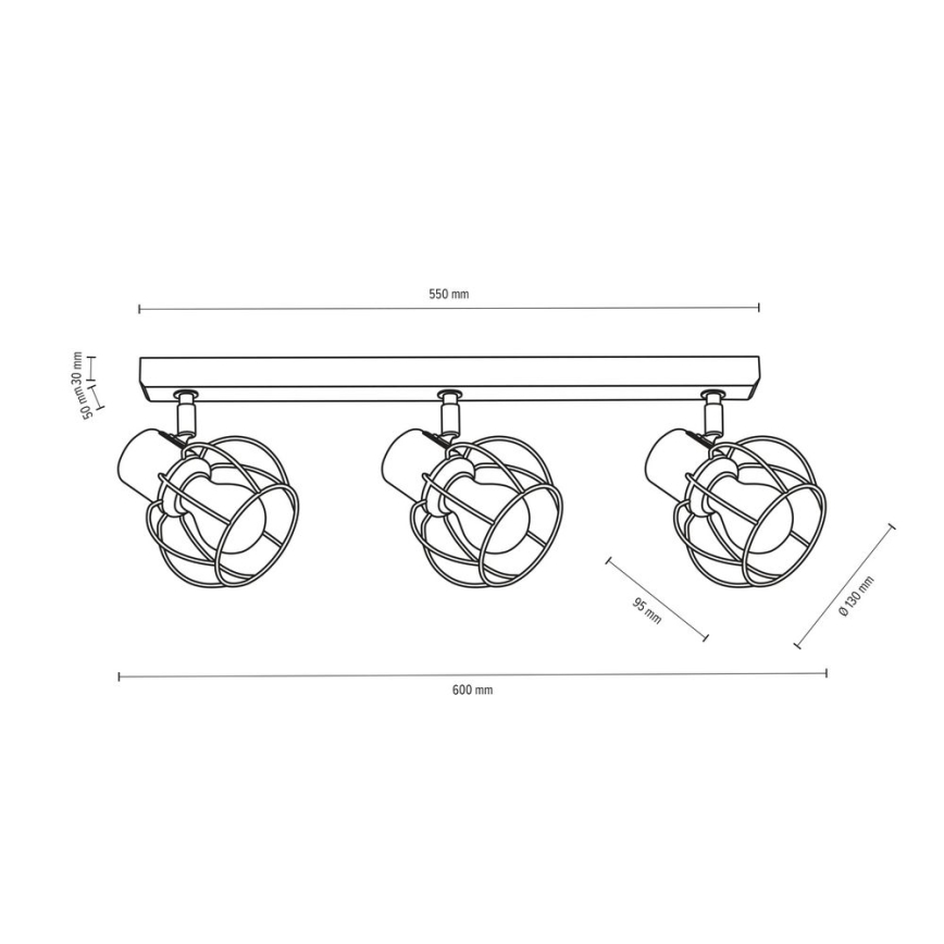 Ceiling spotlight PHIPHI 3xE27/60W/230V oak - FSC certified