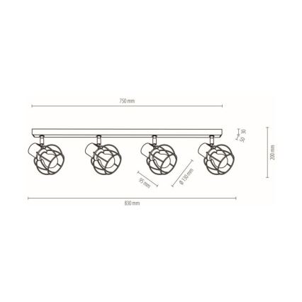 Ceiling spotlight PHIPHI 4xE27/60W/230V oak - FSC certified