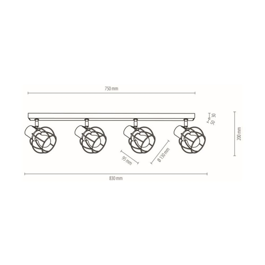 Ceiling spotlight PHIPHI 4xE27/60W/230V oak - FSC certified