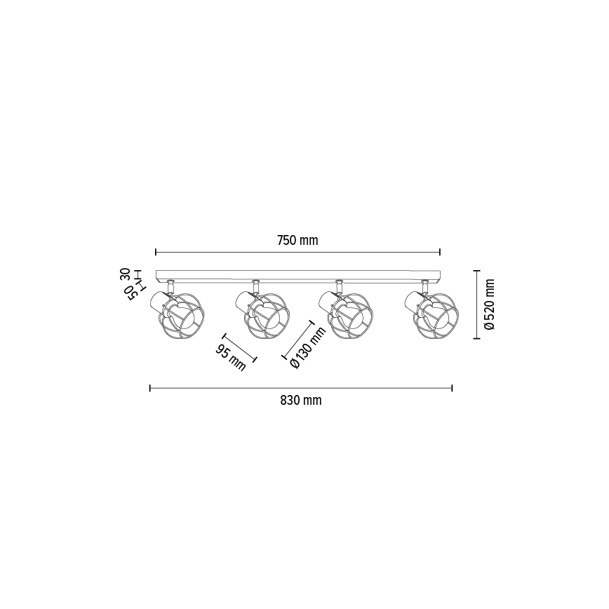 Ceiling spotlight PHIPHI 4xE27/60W/230V oak - FSC certified
