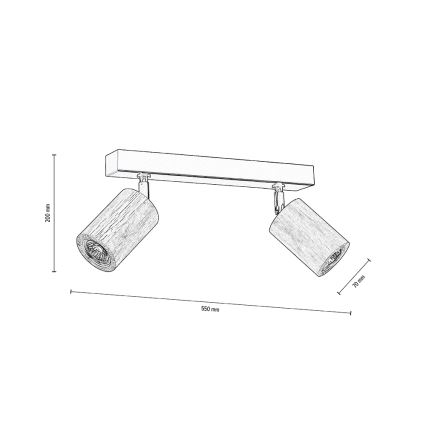 LED Ceiling spotlight MATTI 2xGU10/5W/230V oak - FSC certified