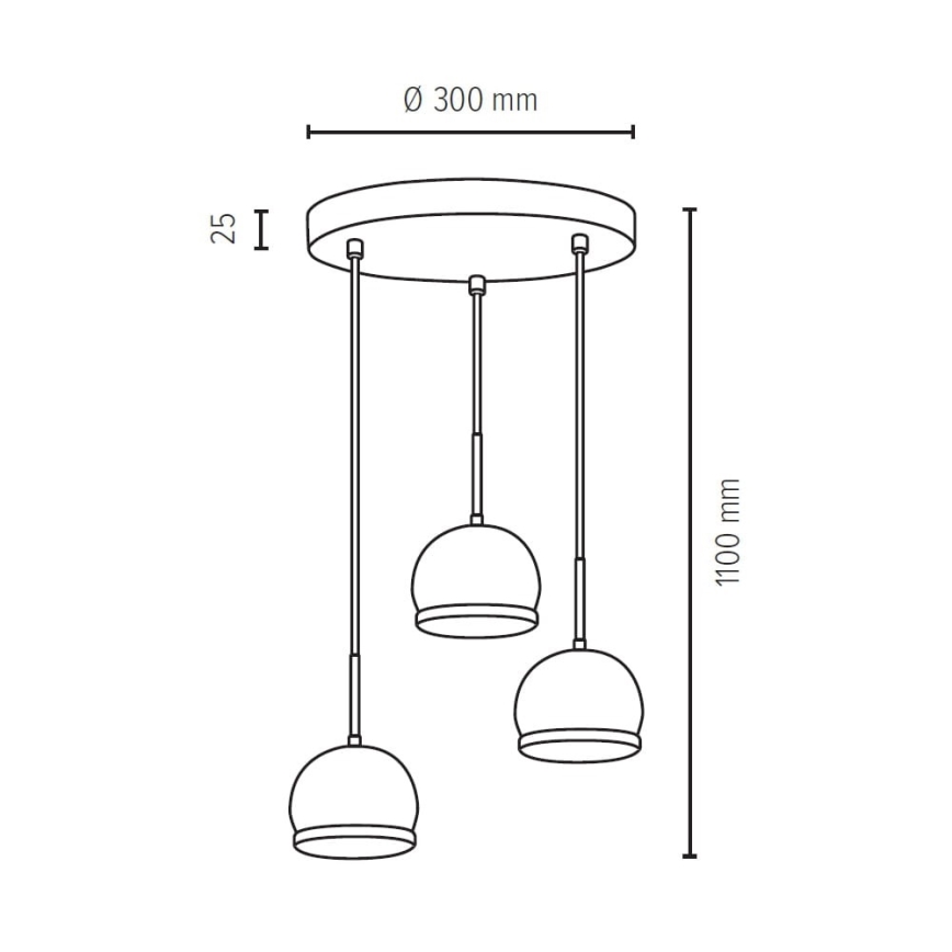 LED Chandelier on a string BALL WOOD 3xGU10/5W/230V beech