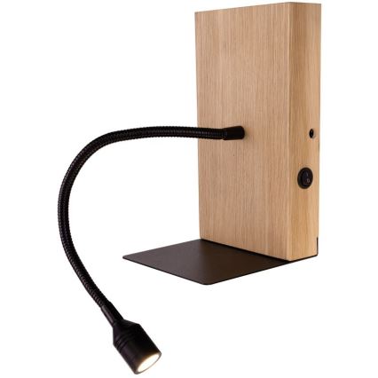 Wall light LECTOR LED/2,5W/230V USB oak – FSC certified
