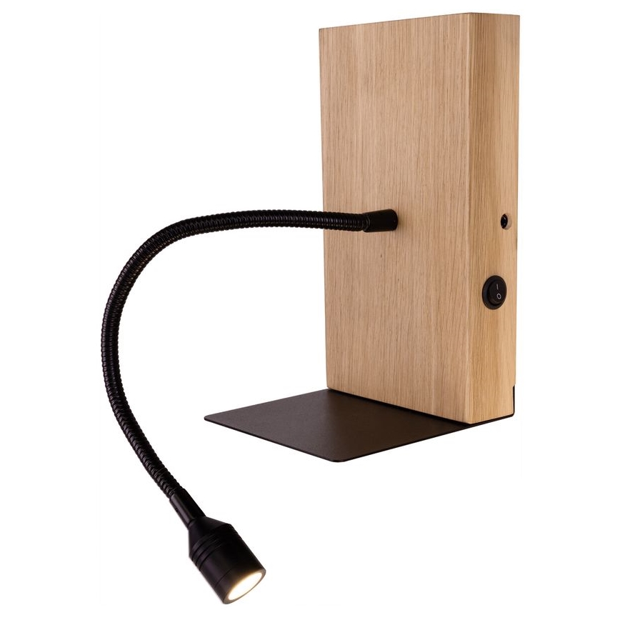 Wall light LECTOR LED/2,5W/230V USB oak – FSC certified