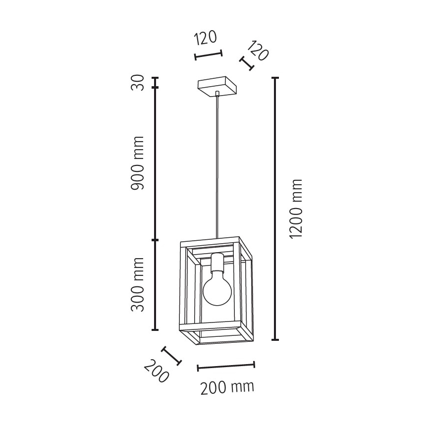 Chandelier on a string KAGO 1xE27/60W/230V matte oak - FSC certified