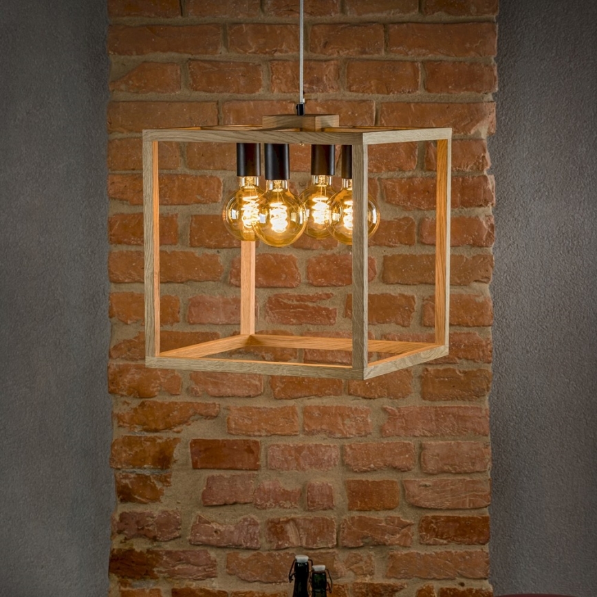 Chandelier on a string KAGO 4xE27/60W/230V oak