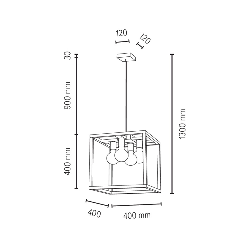 Chandelier on a string KAGO 4xE27/60W/230V oak - FSC certified