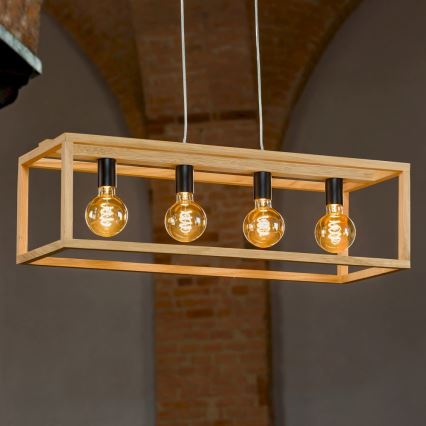 Chandelier on a string KAGO 4xE27/60W/230V matte oak