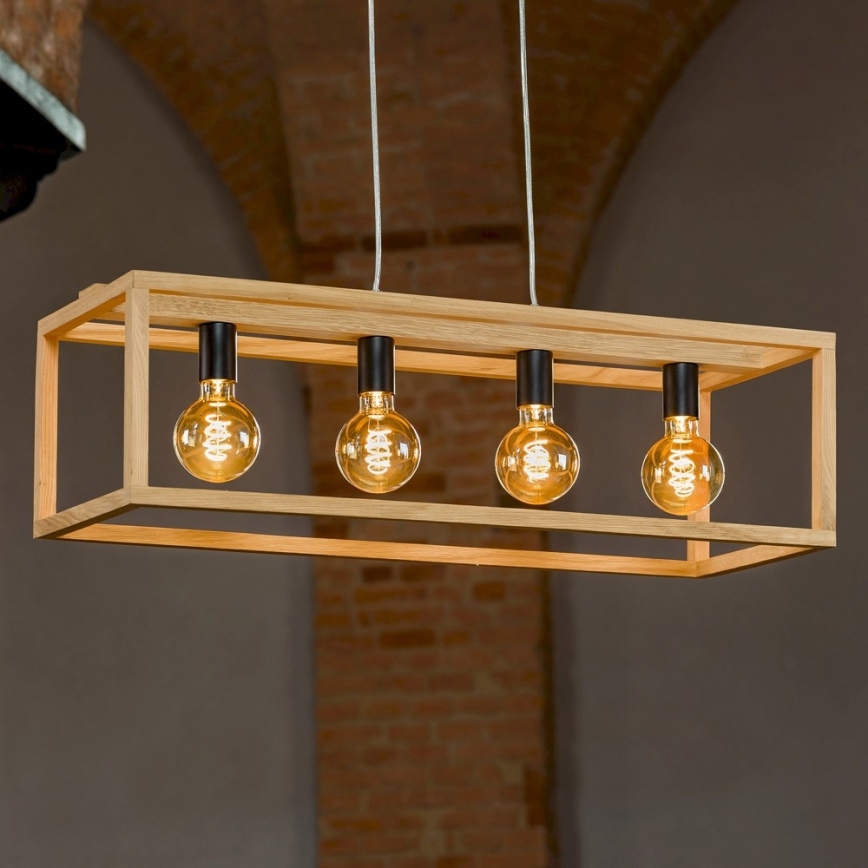 Chandelier on a string KAGO 4xE27/60W/230V matte oak