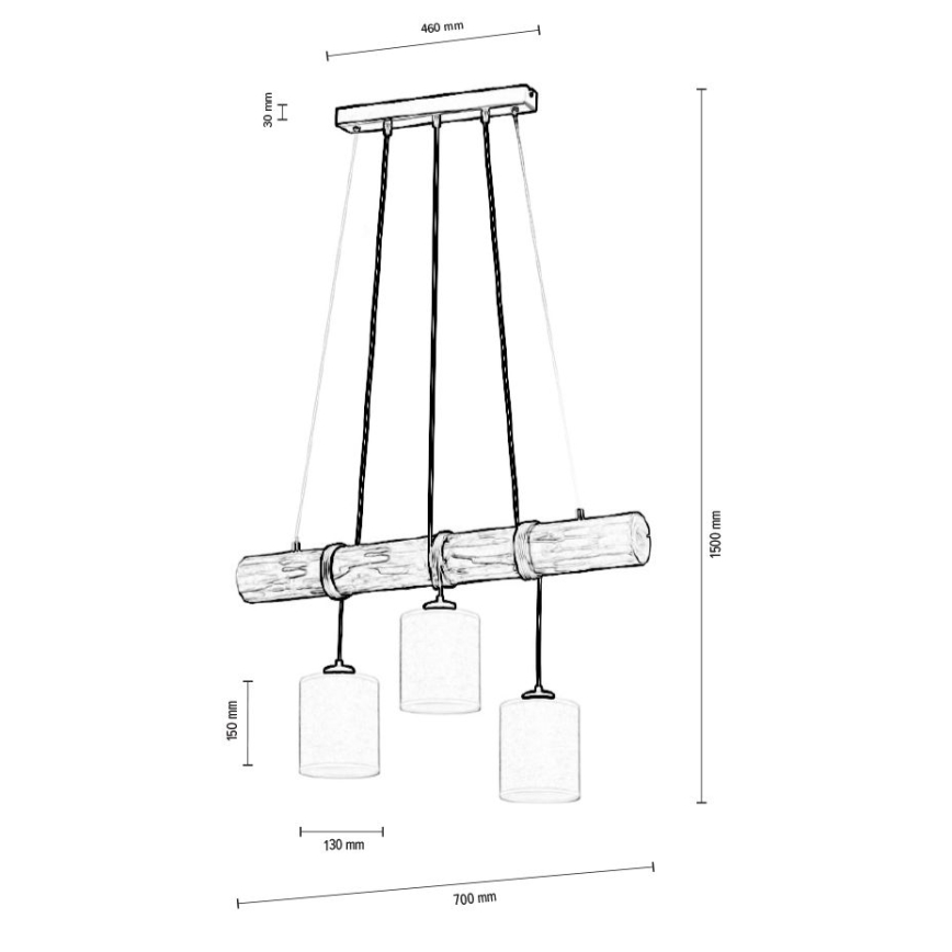 Chandelier on a string TRENO 3xE27/25W/230V pine – FSC certified
