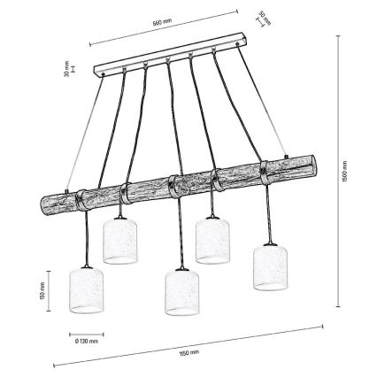 Chandelier on a string TRENO 5xE27/25W/230V pine
