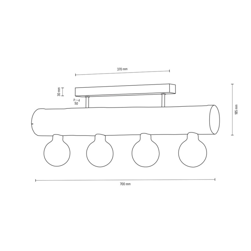 Surface-mounted chandelier TRABO 4xE27/60W/230V pine - FSC certified