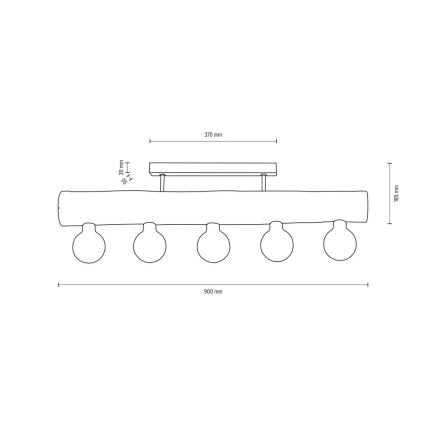 Surface-mounted chandelier TRABO 5xE27/60W/230V pine